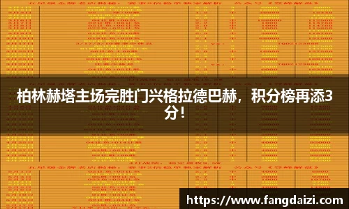 柏林赫塔主场完胜门兴格拉德巴赫，积分榜再添3分！