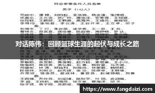 对话陈伟：回顾篮球生涯的起伏与成长之路